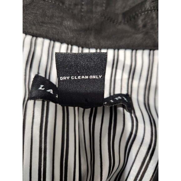 LARRY Levine Black Linen Blend Button Front Peter Pan Collar Blazer Jacket, M - Picture 8 of 9